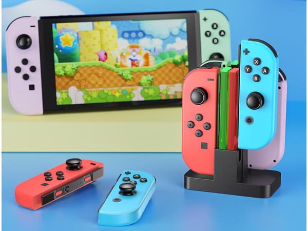 Latausasema Nintendo Switch Joy-Conille, lataa 4 ohjainta samanaikaisesti, USB-C