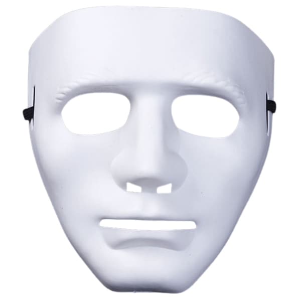 Anonym plastmask med elastiskt band, vit eller röd, one size