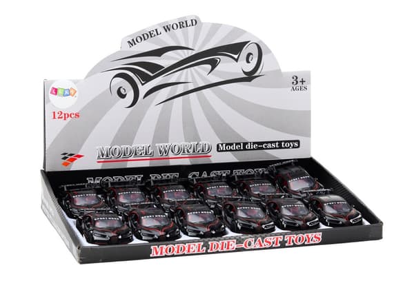 Urheiluauto leluauto 1:32 metallia valot/äänet pull back musta/vihreä