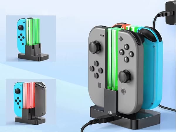 Latausasema Nintendo Switch Joy-Conille, lataa 4 ohjainta samanaikaisesti, USB-C