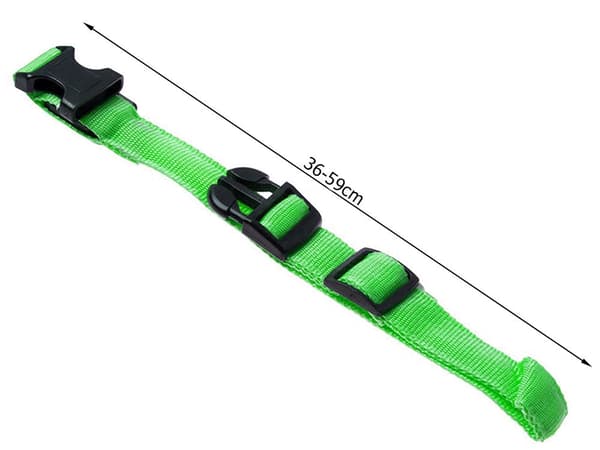 LED-halsbånd hund/kat justerbart 46–59 cm grøn inkl. 2 batterier