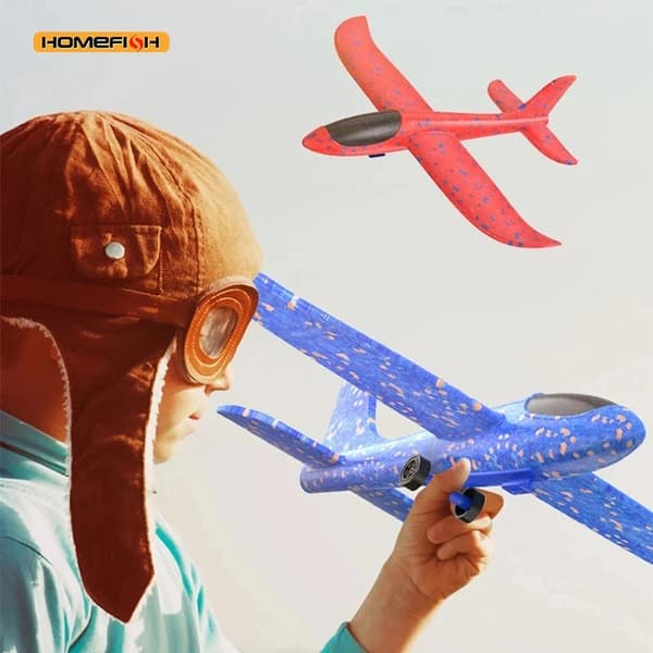 Skumflygplan för Barn – Utskjutande Glidflygplan i Mjuk Foam Blue Gun Random Blue Gun Random