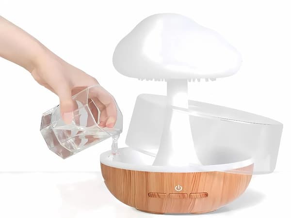 Luftfugter skyformet 200 ml med aromaterapi RGB LED genopladelig