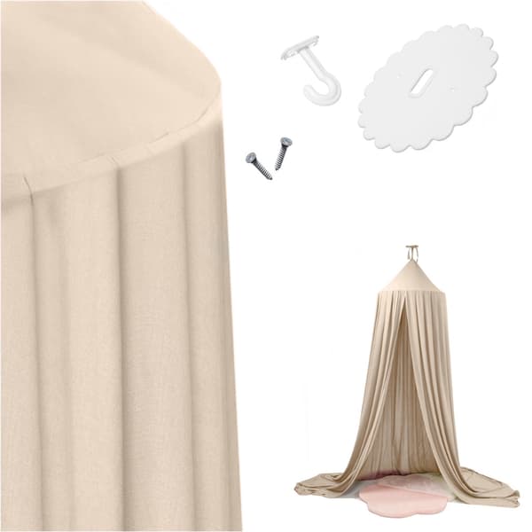 Tipitelt baldakin til børneværelse beige polyester inkl. monteringssæt Beige
