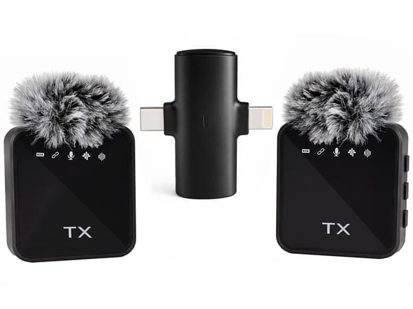 Trådløst mikrofonset til mobil 2 lavalier USB-C/Lightning 2,4 GHz