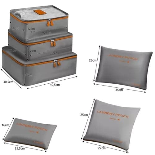 Rejseorganisator pakkekuber 6-pak polyester grå/orange