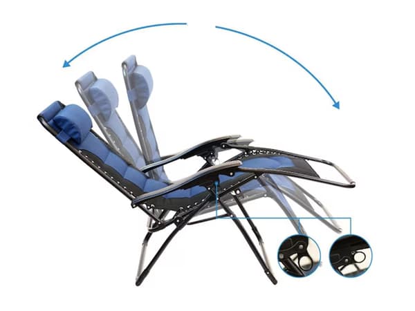Gravitationsstol Zero Gravity foldbar med sidebord marineblå/sort