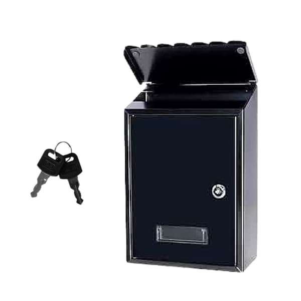 Postkasse vægmontering låsbar sort 26,5x18,5x6,5 cm 2 nøgler