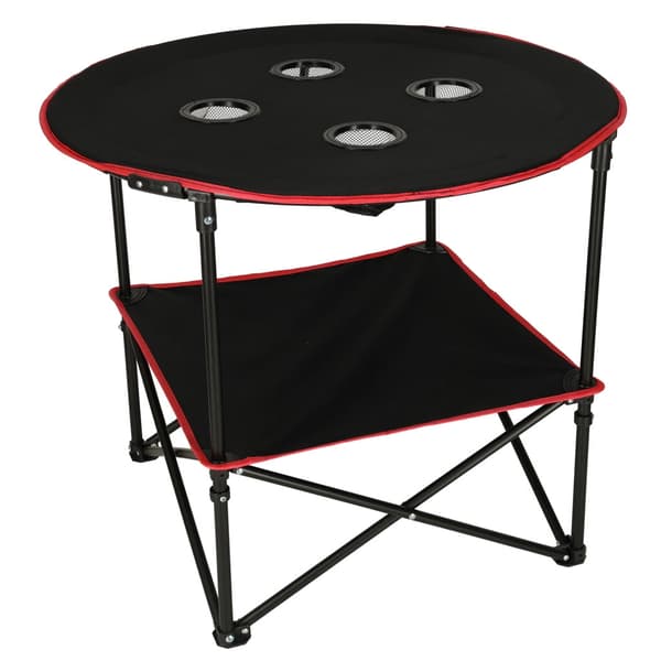 Hopfällbart campingbord 72 cm med dryckeshållare & transportväska