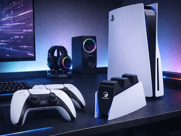 PS5 opladerstation for 2 DualSense-controllere med LED sort/hvid USB