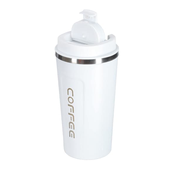 Termosmugg 500 ml med LED-temperaturdisplay, rostfritt stål vit