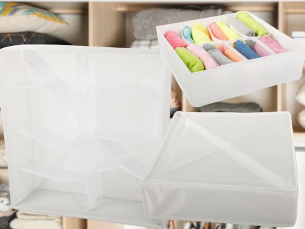 Opbevaringsorganisator 8 rum 32x32x10 cm polyester, hvid
