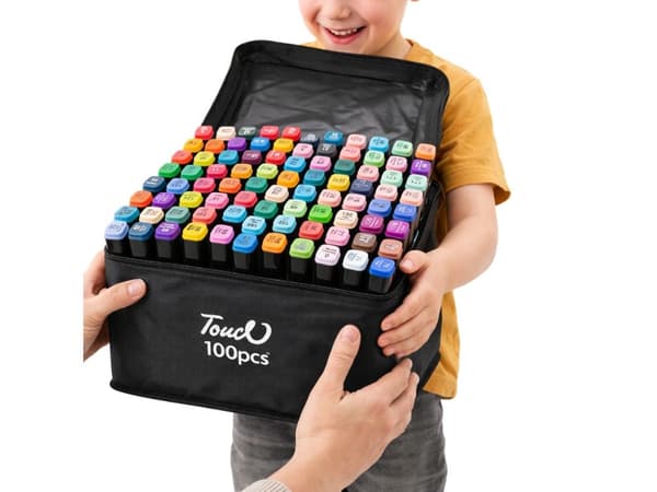 Alkoholbaserade markers 100-pack dubbla spetsar 1 mm/6 mm med fodral