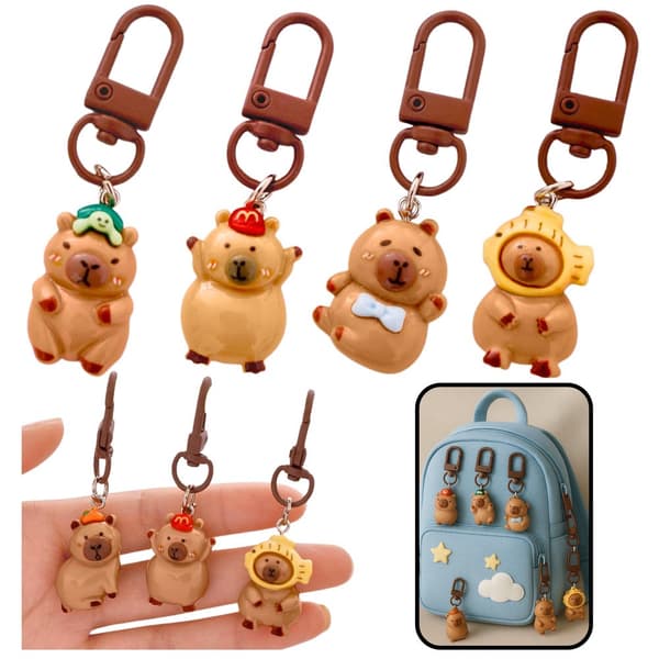 Mini-kapybara-avaimenperät 4 kpl 3 cm muovifiguurit