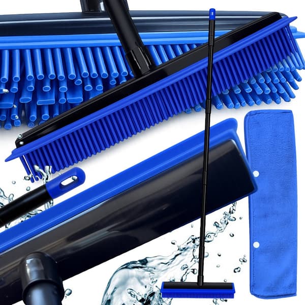 Kumilasta harjalla 120 cm metallikahva musta 31,5 cm