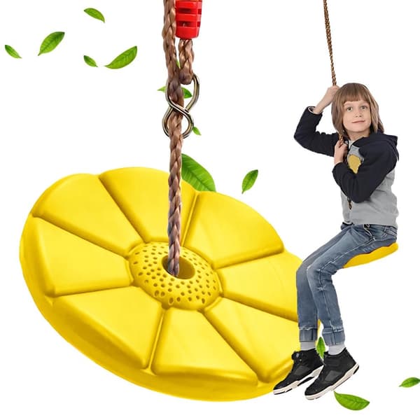 Havesving til børn blomsterform gul Ø27 cm maks 75 kg
