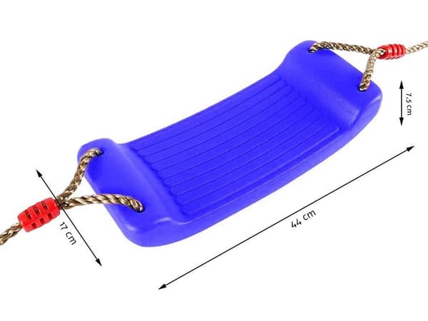 Barn gunga i plast blå 44x17x7,5 cm, linor 110–190 cm