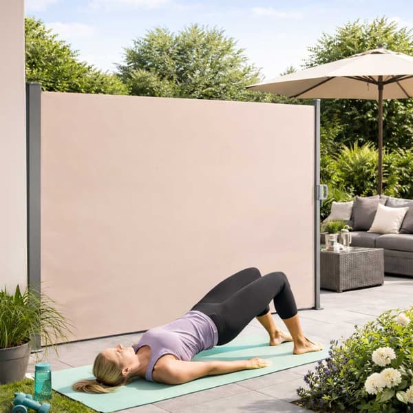 Sidoterrassmarkis 400x180 cm beige vind- och insynsskydd polyester
