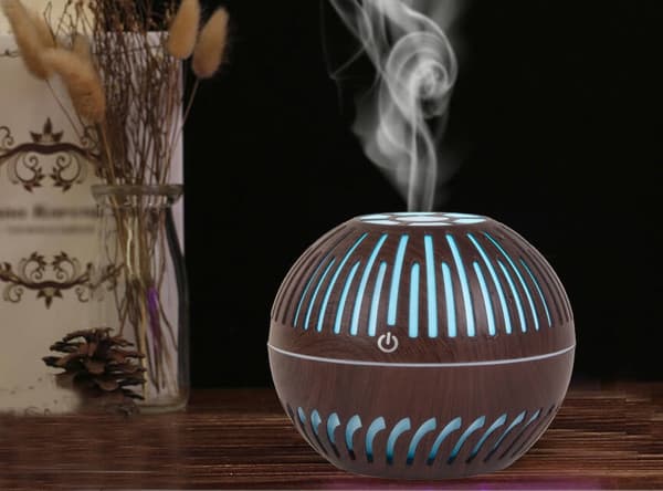Luftfugter aromadiffuser 300 ml USB med LED/RGB-lys mørkebrun