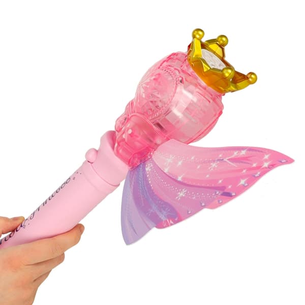 Sæbeboblemaskine prinsessestav med lys & musik rosa, 2 boblevæsker