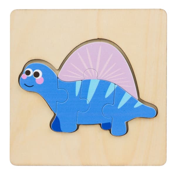 Träpussel dinosaurie för små barn 11x11 cm, 1 bräda (slumpad variant)