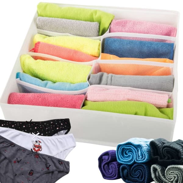 Opbevaringsorganisator 8 rum 32x32x10 cm polyester, hvid
