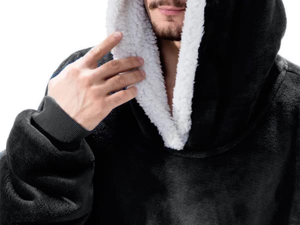 Fleecehuppari teddyvuori musta one size oversize XXL