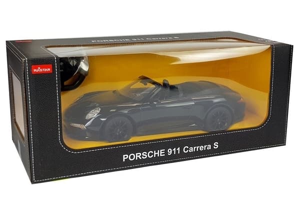 Fjernstyret Porsche 911 Carrera S 1:12 sort med LED-lys 9 km/h