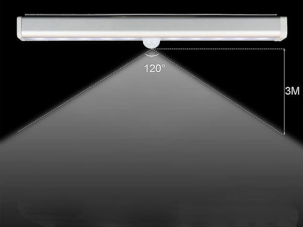 LED-skåpsbelysning med rörelse- och skymningssensor silver 19 cm