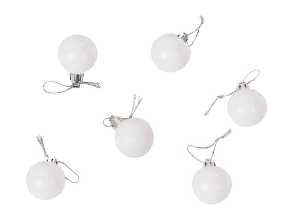 Julekugler 3 cm plast 36-pak sølv/hvid