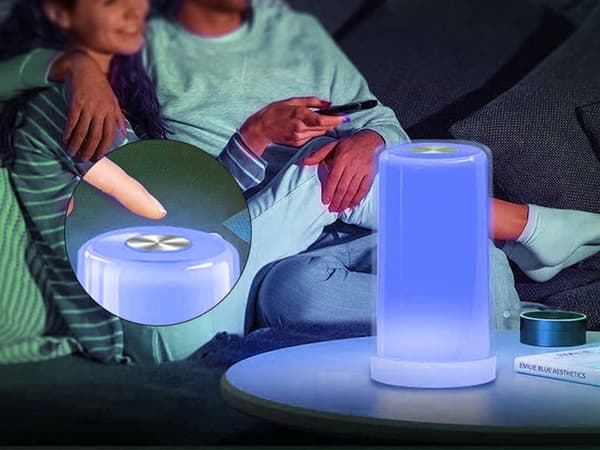 LED-natlampe med touch 3 lysstyrker 4 farver USB-C hvid 14,5 cm