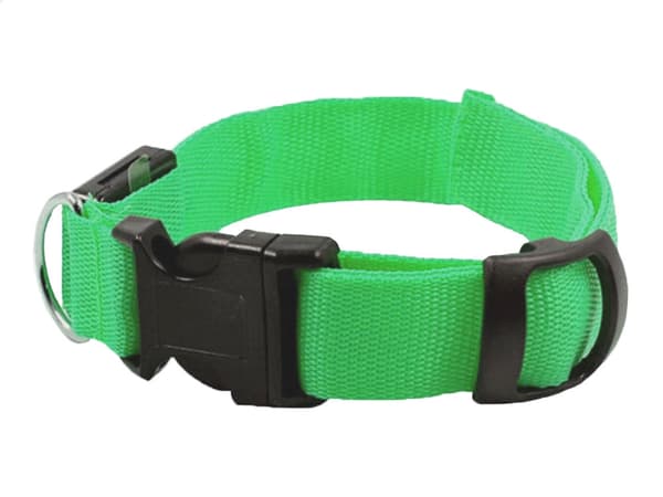 LED-halsbånd hund/kat justerbart 46–59 cm grøn inkl. 2 batterier