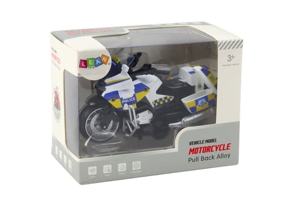 Politimotorcykel legetøj 12 cm med lyd og pull-back, fra 3 år