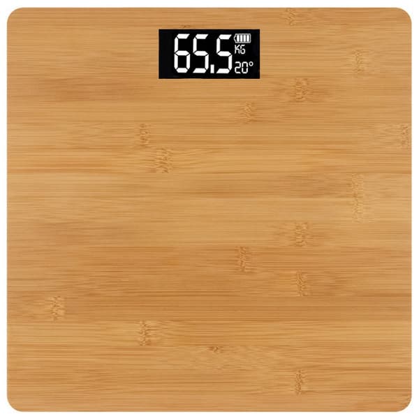Badevægt bambus digital LCD 180 kg 28x28 cm inkl. AAA-batterier