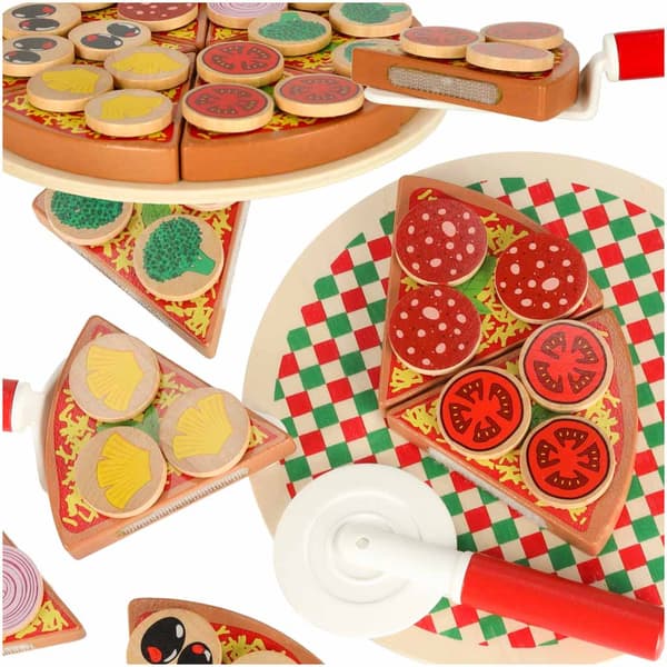 Trä pizzalekset 27 delar med kardborre, 20 cm pizza