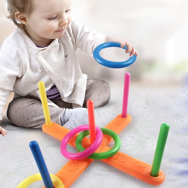 Kastespil ringkast med stativ 5 ringe/5 pæle, fra 3 år