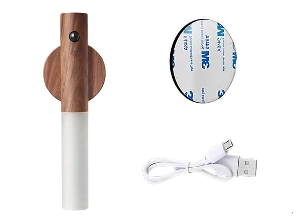 LED væglampe med bevægelsessensor magnetfæste USB-C genopladelig mørkebrun