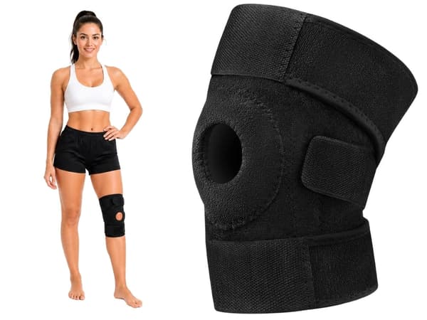 Knæbeskytter knæstøtte med velcro neopren/nylon sort universal