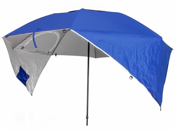 Strandparasol med sidoväggar 213 cm UV-skydd fällbar med bärväska multifärg