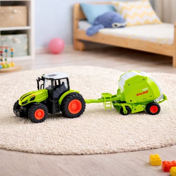 RC traktor med baler 1:24 2.4 GHz LED-lys 3.7V batteri