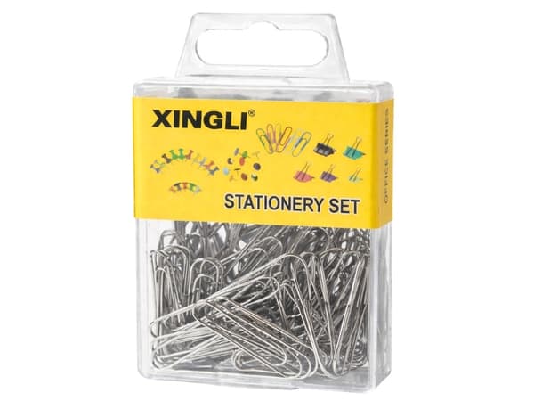 Metalliset paperiliittimet silver 70 st, 3,1x0,7 cm, box