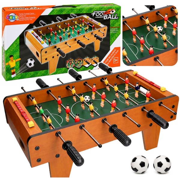 Mini bordfodboldspil 50x25 cm MDF med scoretavler, 2 bolde