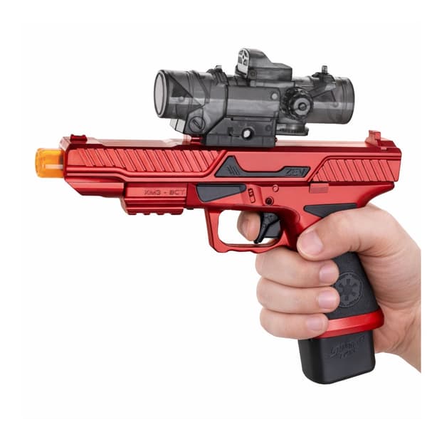 Elektrisk dartpistol 3,7V med hydrogelkulor & skumdartar, röd