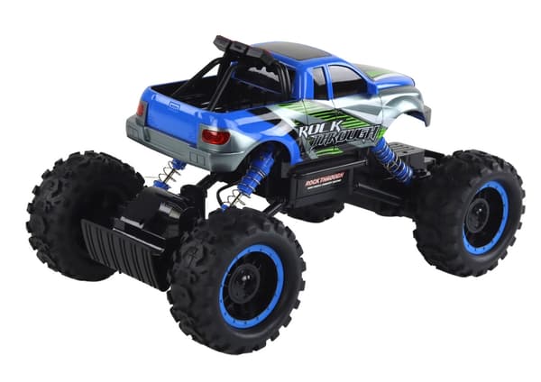Fjernstyret offroadbil 1:14 4x4 2,4GHz blå inkl batteri & oplader