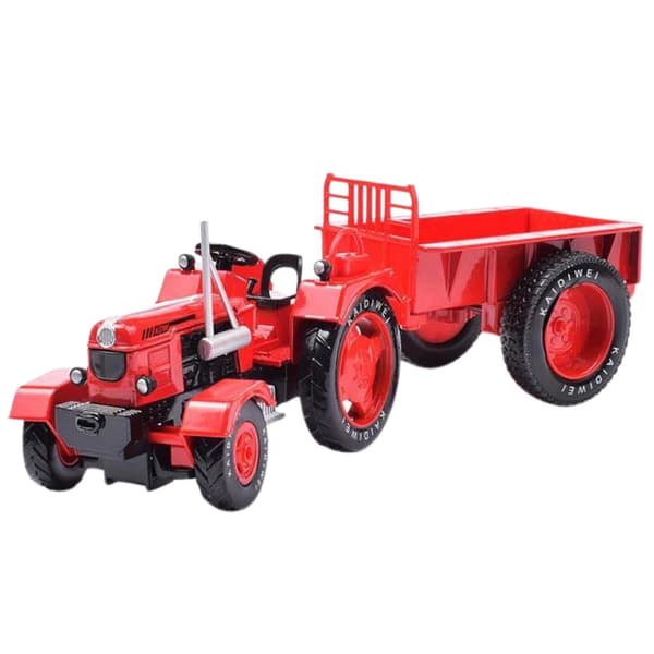 Metallitraktori lelu perävaunulla 1:18 punainen 24,5 cm