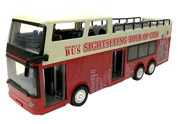 Fjernstyret dobbeltdækkerbus 1:18 med lys/lyd 2,4 GHz 34 cm