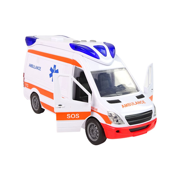 Interaktivt legetøjsambulance med båre 25 cm, lyd/lys, åbningsbare døre