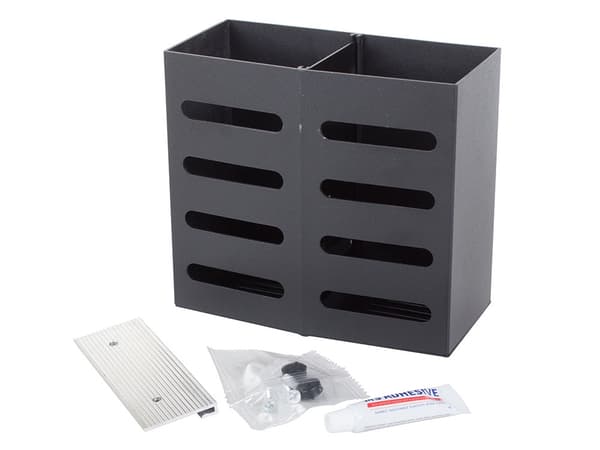 Vægmonteret bestikholder 2 rum rustfrit stål 15x7x13,5