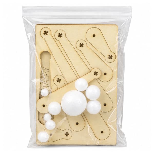 DIY-kit solsystemmodell i trä – byggsats för barn, 23 x 15,5 x 5 cm