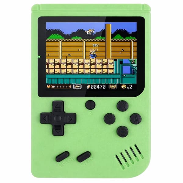 Bærbar retro spillekonsol med LCD-skærm, 108 indbyggede spil, AAA